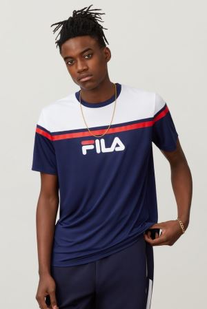 FILA Zelic Crew Shirts White / Red,Mens Clothing | CA.XQHKGN873